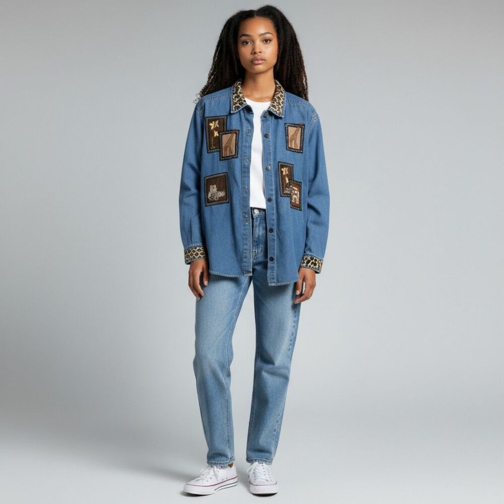 Tantrums Woman's Long Sleeve Denim Shirt Size PL